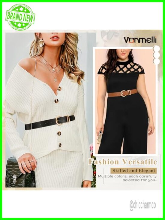 Faux Leather Belt with Gold Buckle for Jeans Dresses Waist main image 6